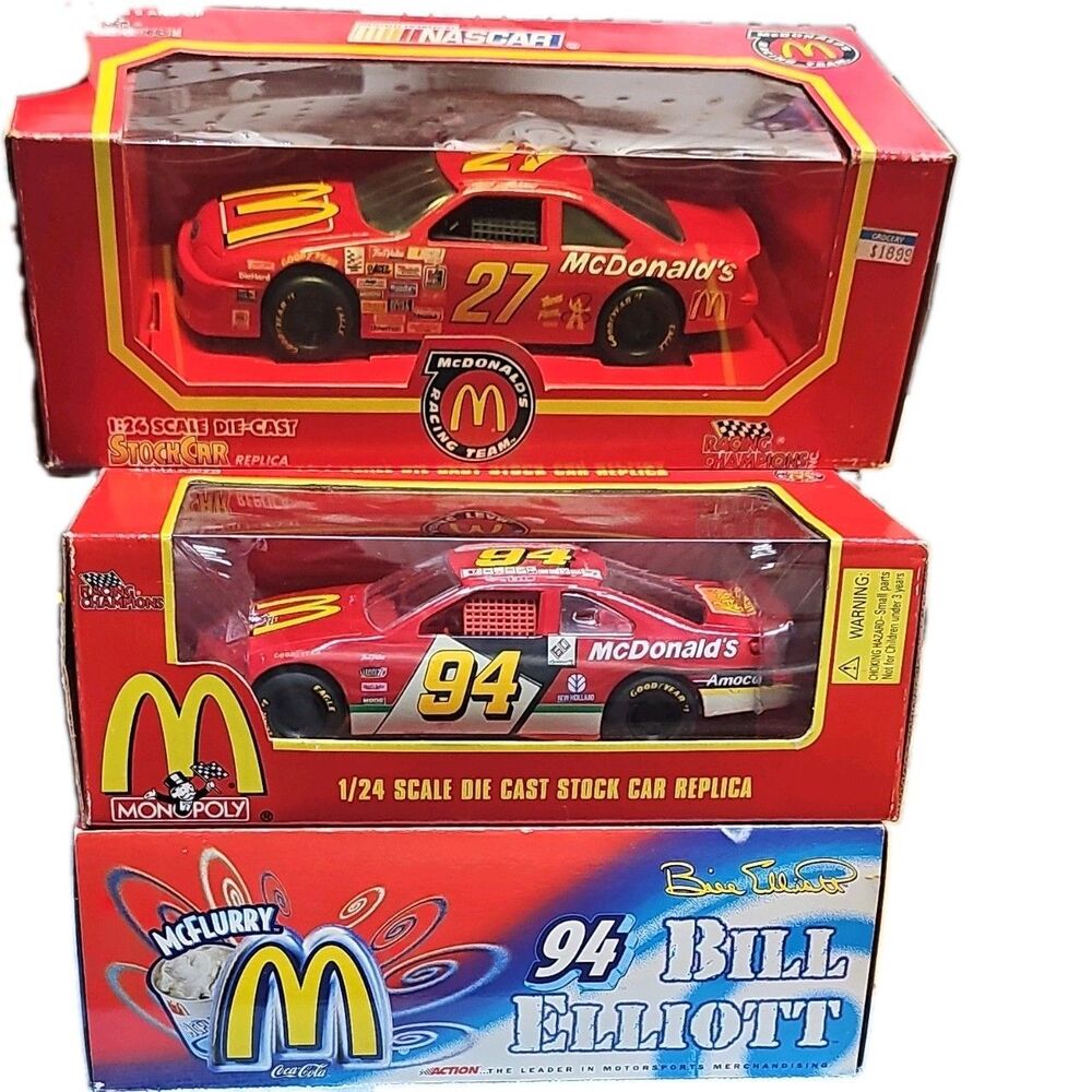 Lot Of 3 Diecast Cars Bill Elliott & Jimmy Spencer McDonald's Ford Taurus NASCAR